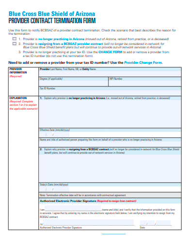 provider contract termination form