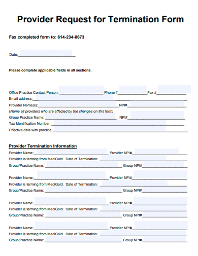 provider request for termination form