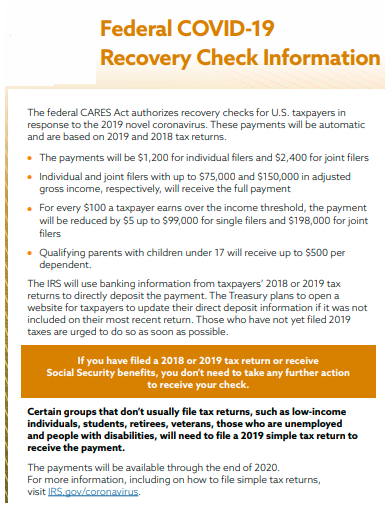 recovery check information