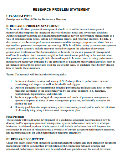 research problem statement sample