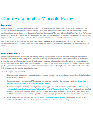 responsible minerals policy