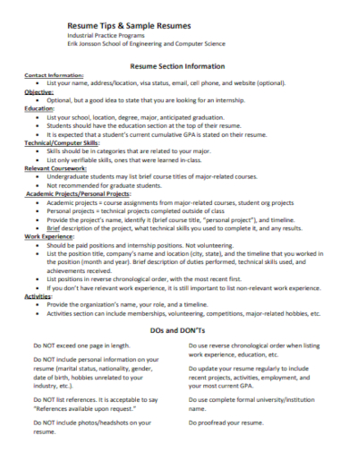 resume tips sample