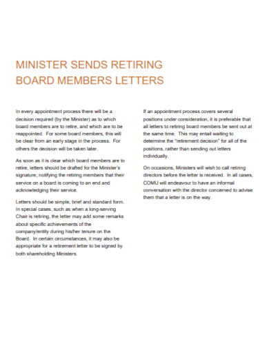 retirement board members letter