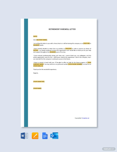 retirement farewell letter template