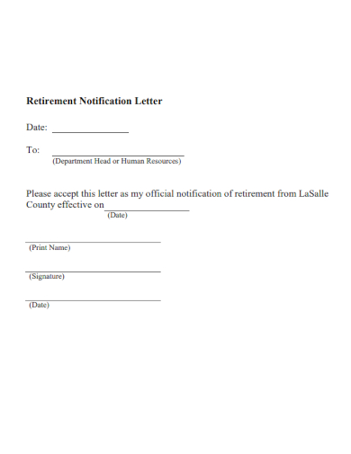 retirement notification letter
