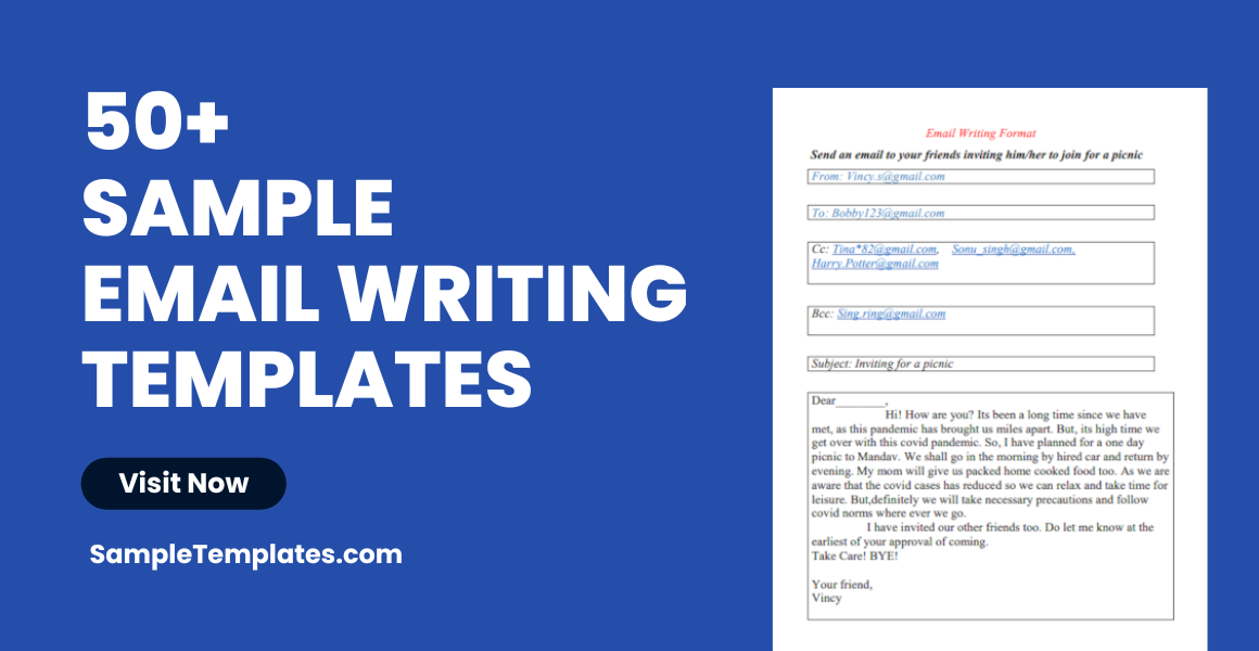 sample email writing format template