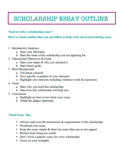 scholarship essay outline