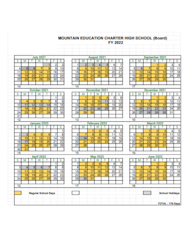 school blank calendar