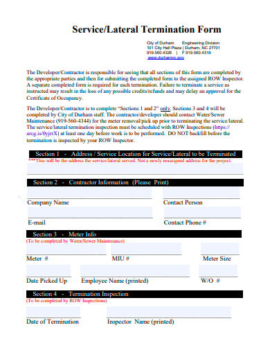 service lateral termination form