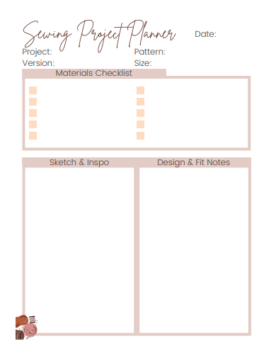 sewing project planner