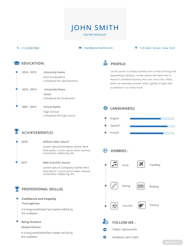 simple doctor resume template