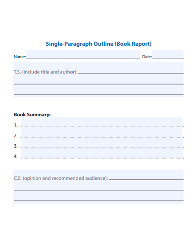 single paragraph outline book report