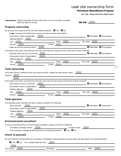 site ownership form