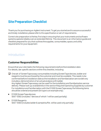 site preparation checklist