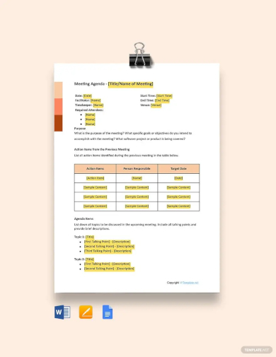 software meeting agenda template