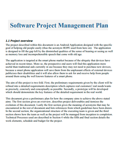 software project management plan