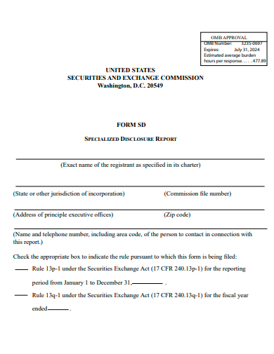 specialized disclosure report form