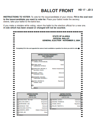 standard ballot template