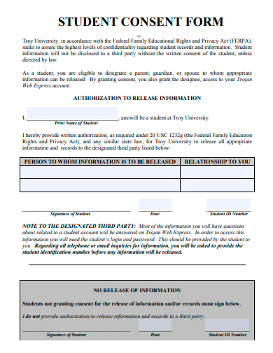 student consent form