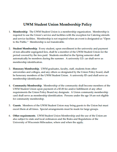 student union membership policy