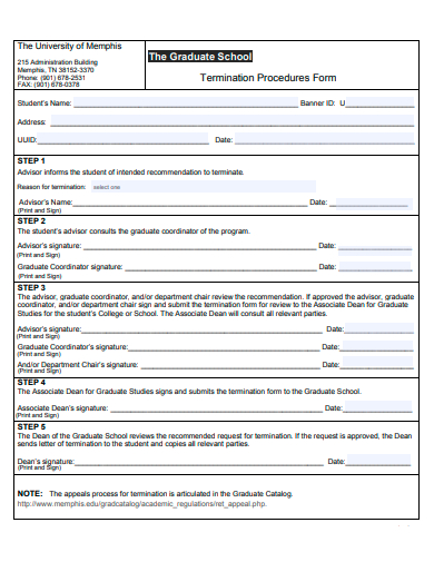 termination procedures form