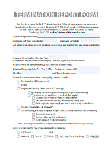 termination report form