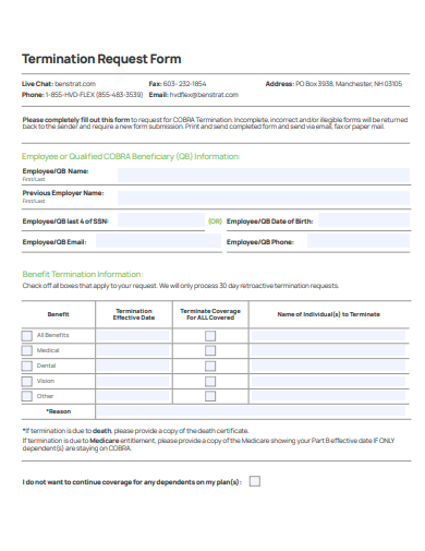 termination request form