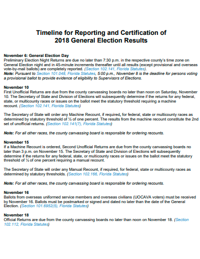 timeline for reporting and certification of general election