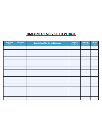 timeline of service to vehicle