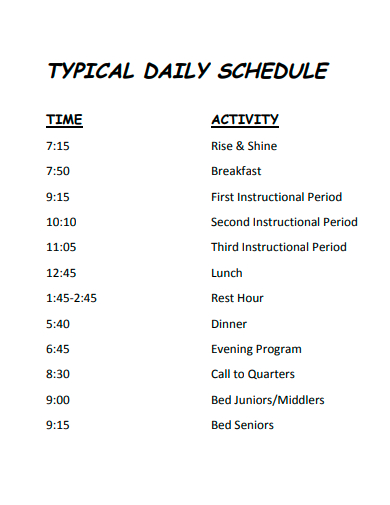 typical daily schedule