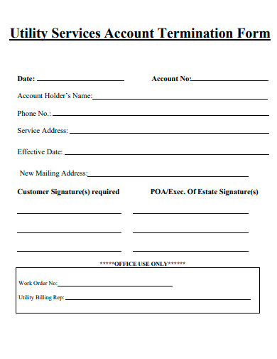 utility services account termination form