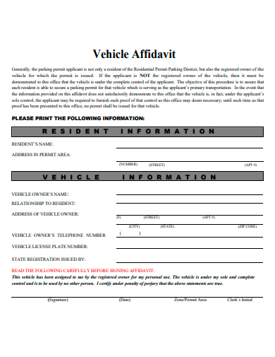 vehicle affidavit