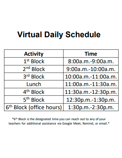 virtual daily schedule