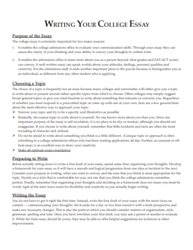 writing college topic essay