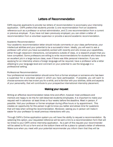 academic recommendation letter