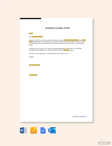business closing letter template