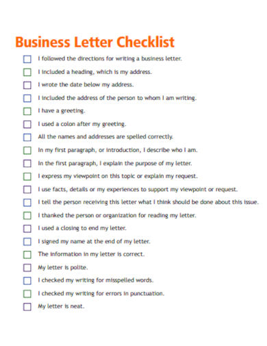 business letter checklist