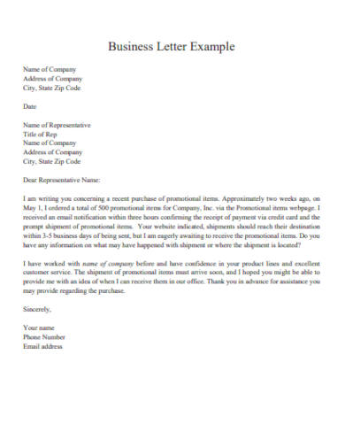 business letter example