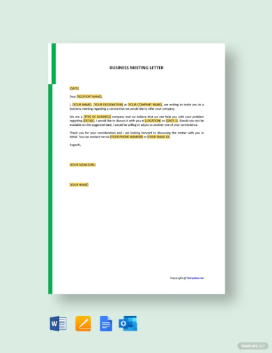 business meeting letter template