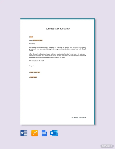 business rejection letter template