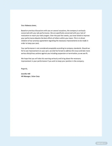 business warning letter template