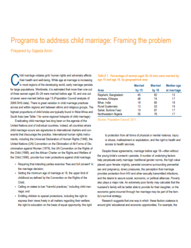 child marriage program
