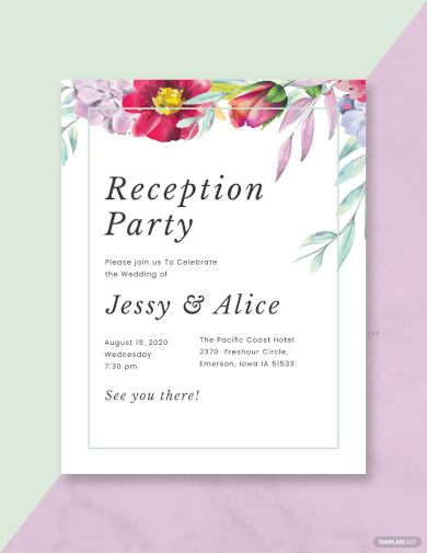 floral wedding reception program template