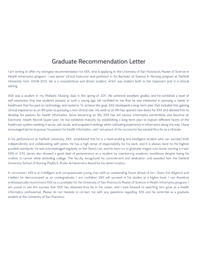 graduate recommendation letter