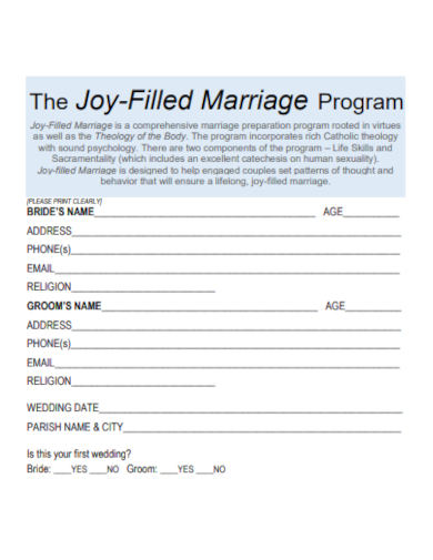 marriage wedding program