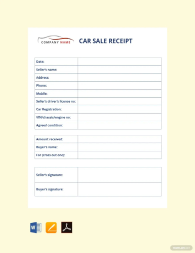 sample car sale receipt template