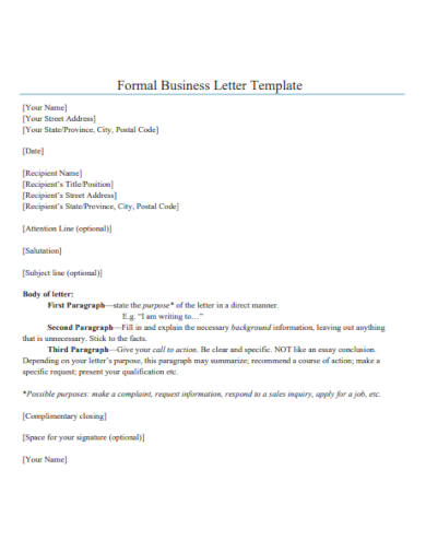 sample formal business letter