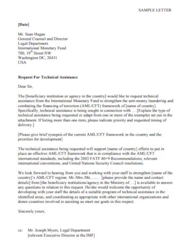 sample technical assistance letter