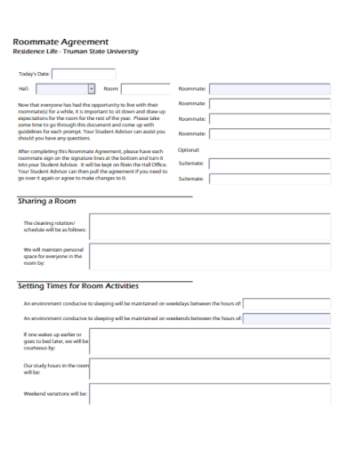 FREE 50+ Roommate Agreement Samples in MS Word | Google Docs | Pages | PDF