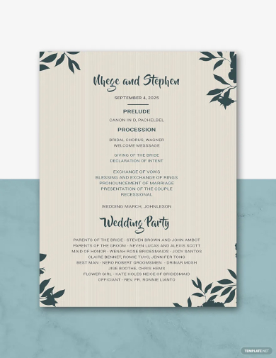 FREE 30 Wedding Program Samples In MS Word Google Docs Pages PDF